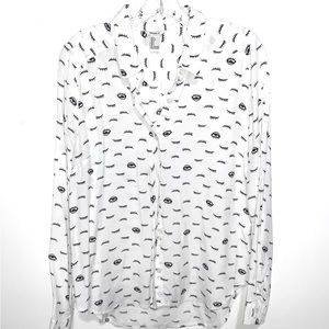 button down eye print shirt